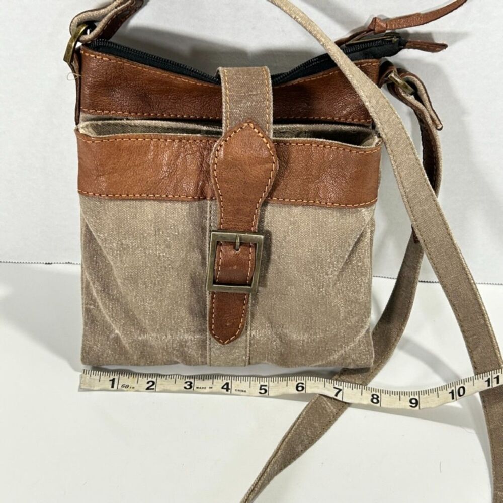 Mona B Intermix Convertible Up-cycled Canvas Crossbody Bag Vegan Leather Trim